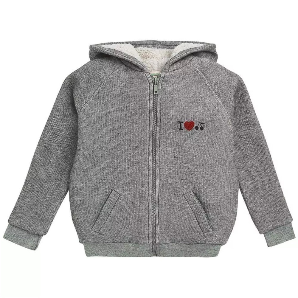 Bonpoint girls gray zip Sherpa lined sweater cozy 6